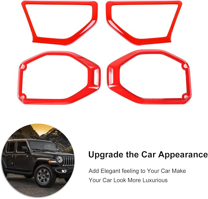 A Pillar Speaker Trim Cover & Roof Speaker Audio Trim Cover Ring Kit Decoration Interior Accessories for Jeep Wrangler JL JLU & Gladiator JT 2018-2022,Red