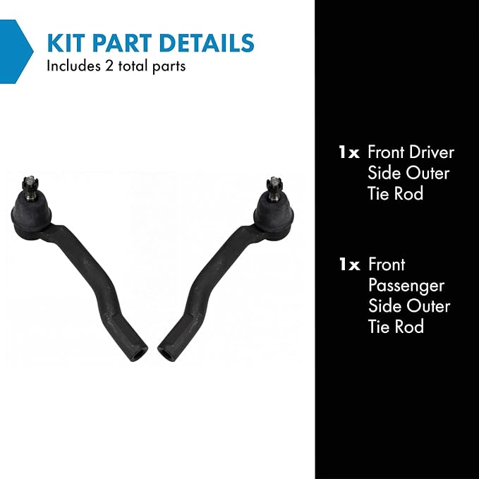 TRQ Outer Left and Right Tie Rod Set 2 Piece Compatible with 15-18 Chevrolet City Express 18-20 Nissan Kicks 13-16 Sentra 17-19 Sentra S 13-21 NV200 20-23 LEAF without Speed Sensitive Steering
