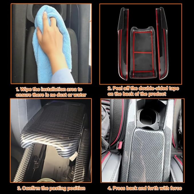 Carbon Fiber Style Center Armrest Box Cover Console Box Storage Box Trim Covers Compatible with Honda Civic 10th Generation 2016 2017 2018 2019 2020 2021 Auto Interior Accessories (3Pcs)