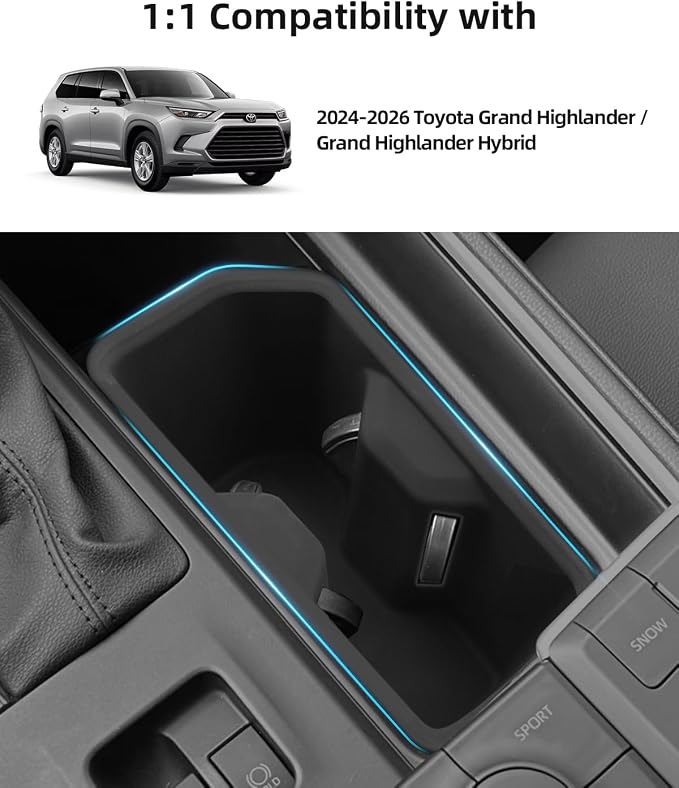 Silicone Central Control Cup Holder for Toyota Grand Highlander 2024 2025 2026, 2024-2026 Toyota Grand Highlander/Grand Highlander Hybrid Accessories