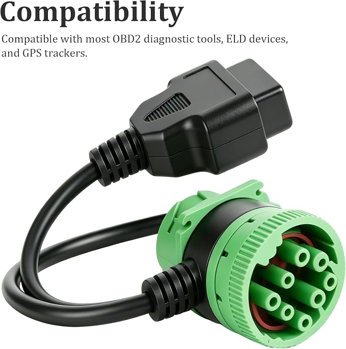 Green Type 2 J1939 Male and Female Pass-Through to OBD2 OBD II Cable (1)