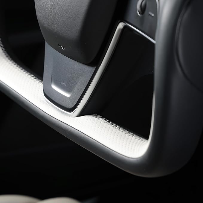 MEWANT Hand Stitched Tesla Model S Yoke Real Leather Steering Wheel Cover Wrap for Tesla Model S 2021-2023 / Model X 2021-2023 Tesla Yoke Steering Wheel Accessories(3D Style)
