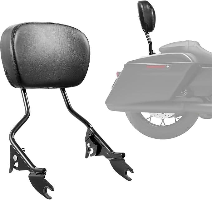 VEVOR Motorcycle Backrest Sissy Bar, Compatible With Harley-Davidson Touring Street Glide Road Glide Road King, 16 inch Height Detachable Passenger Backrest, For Motorcycles, Black
