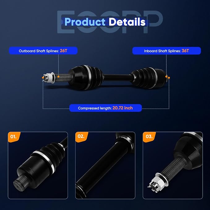 ECCPP CV Axle Drive Shaft Assembly fit 2002 for Polaris Sportsman 700 Rear Left Right 1380157 2PCS