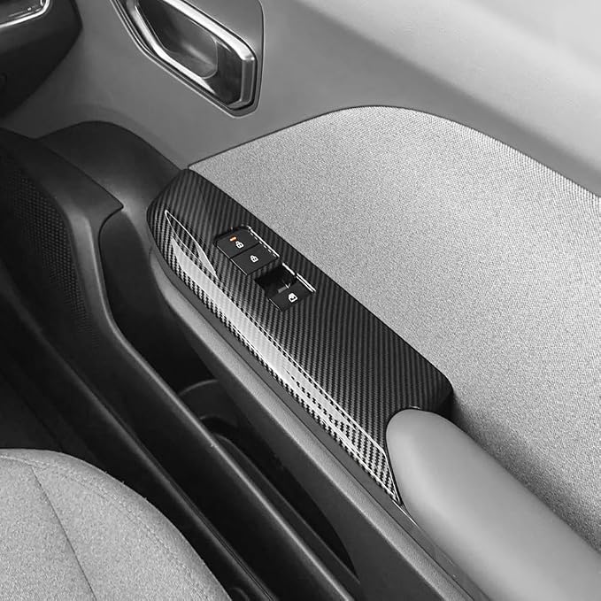 Car Interior Window Switch Panel Cover Side Door Glass Lock Control Button Cover Compatible with Kia K4 2025-2026 Accessories (Carbon Fiber Style)