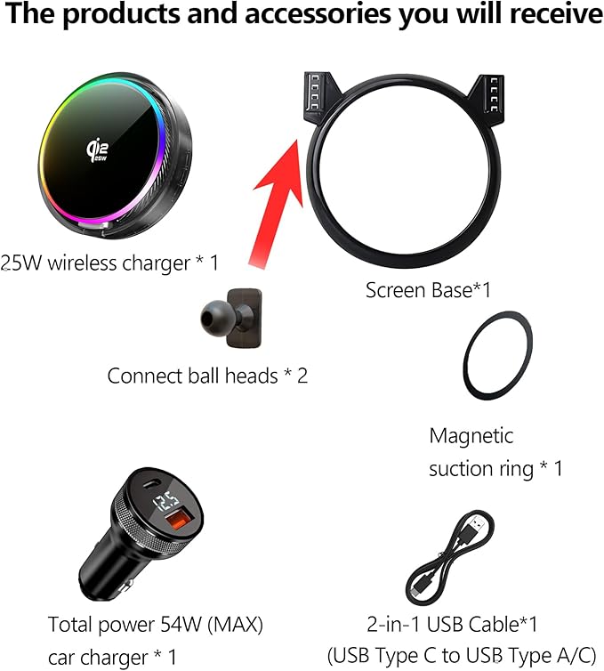 Qi2.2 25W Magnetic Car Mount Charger for BMW MINI Cooper 2007 2008 2009 2010 2011 2012 2013 Accessories, for Fast Charging Cell Phone Holder Fixed Clip with Cooling Fan＆54W Fast Adapter