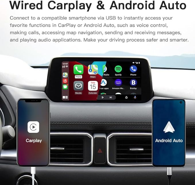 LEXXSON Carplay Adapter Compatible with Mazda 2/3/6/CX3/CX5/CX9/MX5 2014-2021 Year, Fit for Carplay & Android Auto, TK78-66-9U0C OEM Hub Retrofit Kit for Mazda Connect System
