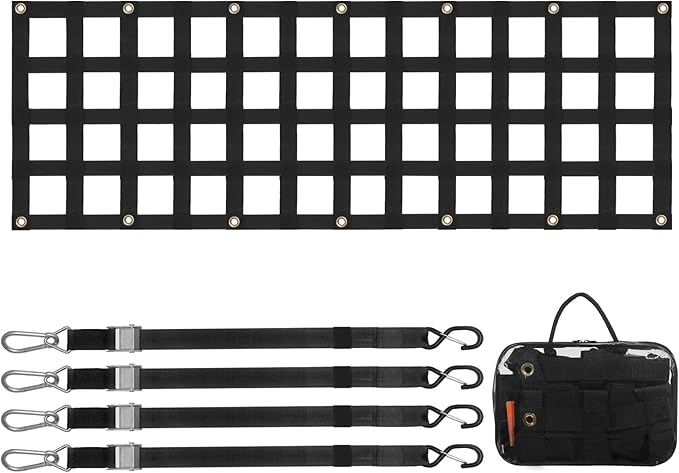 VEVOR Tailgate Net, 60 in x 18 in, Truck Bed Extender Tailgate Cargo Net with 4 Adjustable Buckle Straps, Extendable & Durable, Suitable for Truck, Trailer, Pickup, SUV