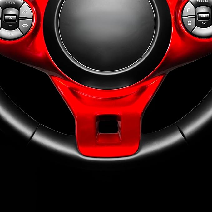 Steering Wheel Button Panel Cover Interior Steering Handle Button Frame Protective Cover Compatible with Kia Soul 2020-2025 Accessories (Glossy Red Style)