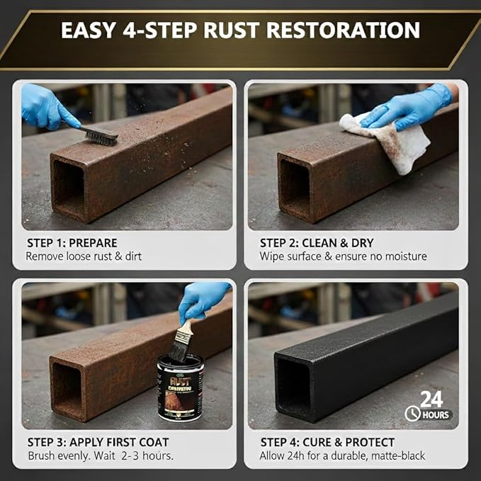 2 in 1 Rust Converter & Metal Primer, 35 oz Black Rust Reformer Paint for Metal, Trailer, Truck Frame, Car Chassis, Ultra Rust Encapsulator & Inhibitor, Heat Resistance Rust Neutralizer & Conversion