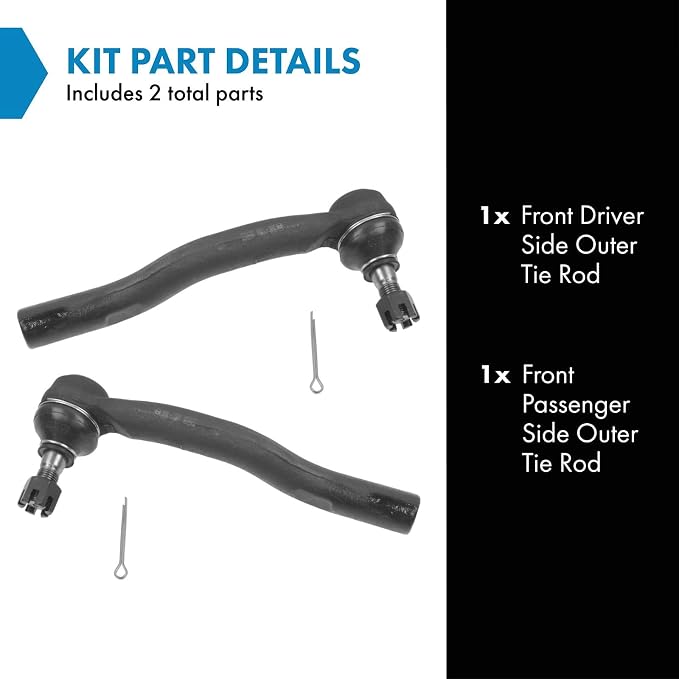 TRQ Outer Driver and Passenger Side Tie Rod Set 2 Piece Compatible with 2002-2003 Lexus ES300 2002-2003 Toyota Camry 2001-2003 Toyota Highlander