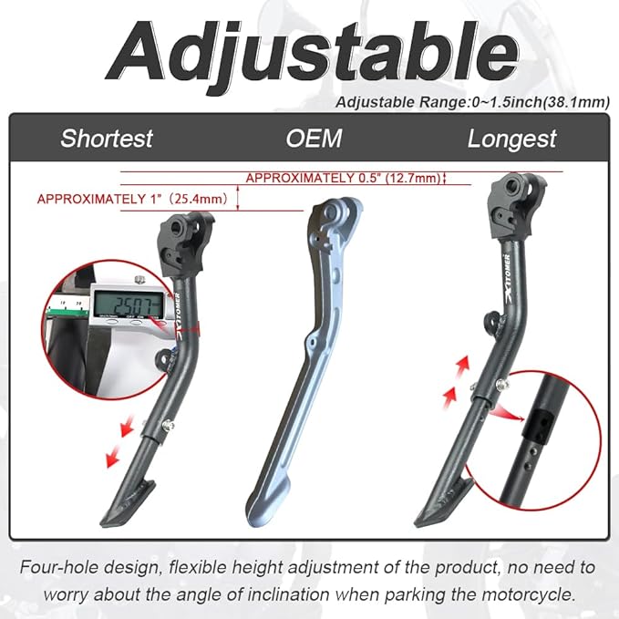 Xitomer 0-1.5" Steel Adjustable Kickstand Compatible with Tiger 900 / Tiger 900 GT/Tiger 900 GT Pro 2020-2026 Compatible with Tiger 850 Sport 2021-2025 Motorcycle Adjustable Side Stand