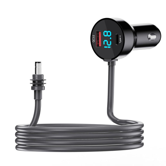 3 in 1 Starlink Mini Cable 10FT, Starlink Mini Car Charger DC Power Cable+Cigarette Lighter Adapter 12V-48V with Digital Display, Durable USB C PD 36W/USB A 18W Ports for Trucks and Cars