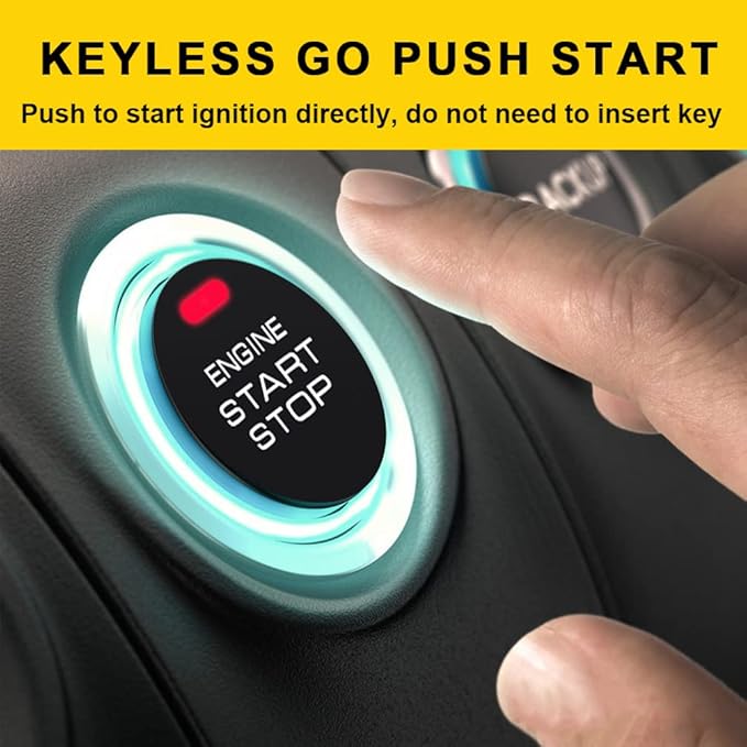 BANVIE ① Passive keyless Entry Car Alarm System + ② Remote Engine Starter + ③ Push to Start Iginition Button (Support to Connect Original Siren)