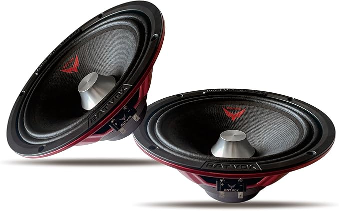 MX80S3 Loudspeaker 8 Inch Midrange 600 Watts 4 Ohms Silvery Bullet, Premium Quality Audio Door Speakers for Car or Truck Stereo Sound System, Black (2 Speaker)