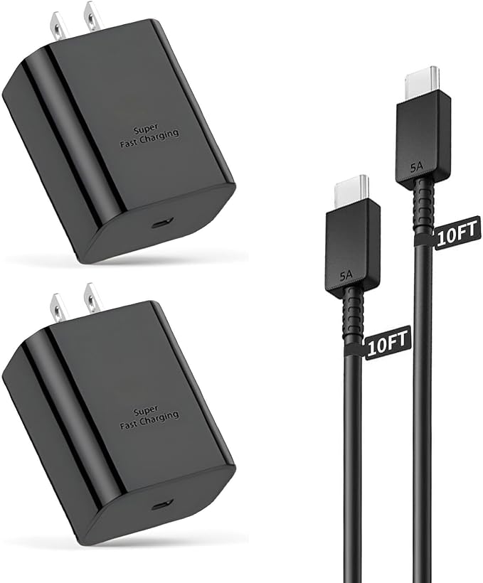 Z Flip Super Fast Charger Type C,45W USB C Wall Charger Fast Charging for Samsung Galaxy S26 Ultra/S24/S23/S25，Galaxy Z Flip7 /Flip 6/Flip5 Z Fold 7/6 & 10FT Long Type C Charging Cable 2Pack