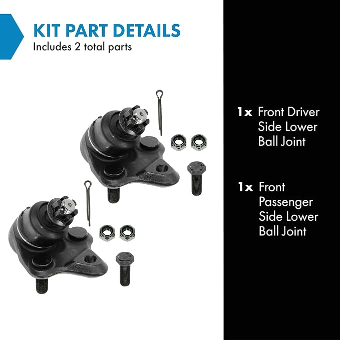 TRQ Front Lower Driver and Passenger Side Ball Joint Set Compatible with 98-02 Chevrolet Prizm 96-97 Geo Prizm 96-08 Toyota Corolla 00-05 Celica 01-05 RAV4 01-03 Prius 16-22, 19-22, AWD-e