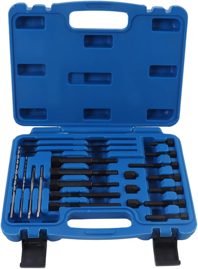 Glow Plug Remover Kit, Professional 22 Piece Extraction Removal Tool Set for Engine Repair Mechanics Metal Case M10 M8 M10x1.25 Automotive Broken Glow Plug Service
