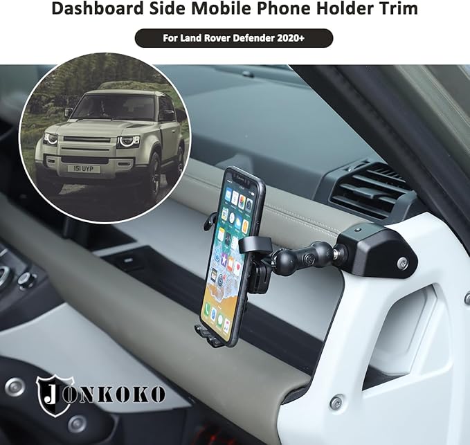 Alumium Alloy Dashboard Side Mobile Phone Holder Trim Compatible with Land Rover Defender 90 110 130 2020-2024 Car Central Control Car Phone Mount (Style B, Right)