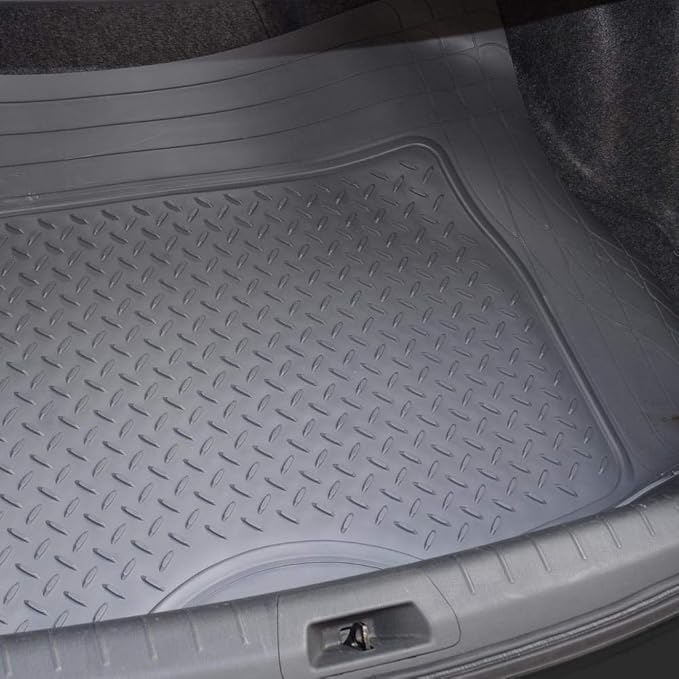 Motor Trend FlexTough™ Baseline Rubber Car Floor Mats with Trunk Mat Cargo Liner, Front & Rear Combo Set fits Most Car SUV Van Coupe Sedan, Heavy Duty All Weather Trim to Fit