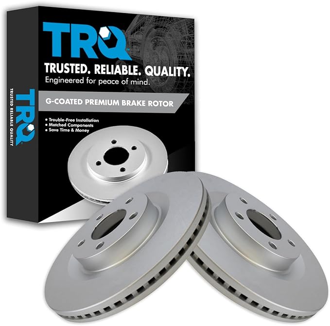 TRQ Front Brake Rotor Set G Coated Vented Compatible with 2007-2015 Ford Edge 2007-2015 Lincoln MKX