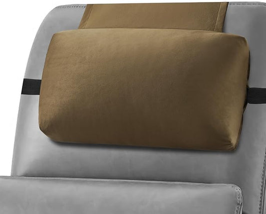Head Recliner Pillow Adjustable Shredded Memory Foam Headrest Pillow for Recliners,Non-Slip Velvet Cushion for Pain Relief Neck Support Pillow for Travel Home Recliner Sofa Armchair (Brown)