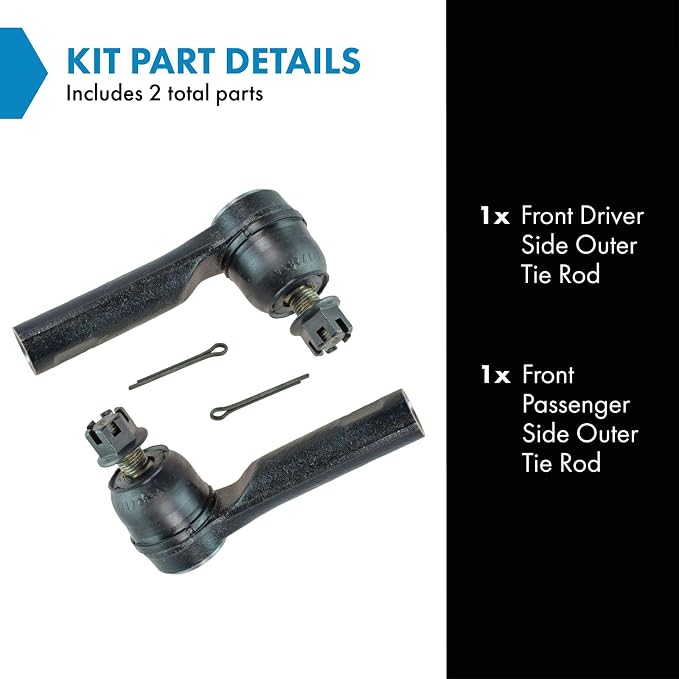 TRQ Outer Driver and Passenger Side Tie Rod Set 2 Piece Compatible with 07–11 Honda CR-V Japan Built 1st VIN J 11–12 CR-Z