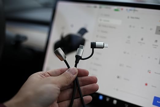 2 in 1 USB C to L,USB C to USB C Fast Charging Cable for 2026 Tesla Model 3/Y/X/S/Cybertruck 90° Right-Angle Charging Cable Compatible with iPhone 11/12/13/14 and Vehicles Dock(4FT,60W)