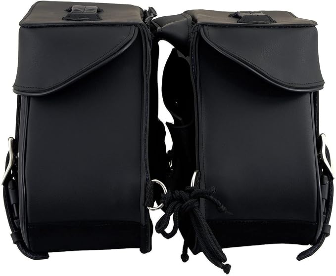 Milwaukee Leather SH55201ZB Black Large PVC Zip-Off Throwover Motorcycle Saddlebags - One Size