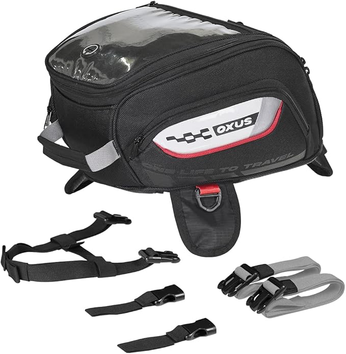 ViaTerra OXUS MOTORCYCLE TANK BAG (STRAP BASED) |13L Capacity | Converts to Backpack, Scratch-Free Base, EBC Net, External Rain Cover | Universal Fit for Touring & Adventure Riding