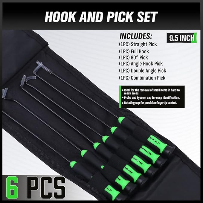 SWANLAKE GARDEN TOOLS 6-Piece Premium Pick and Hook Set, Pick Tool Set for Car Auto Oil Seal/O-Ring Seal Gasket Mini Hooks Puller Remover