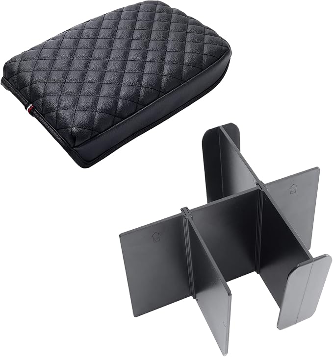 JKCOVER Center Console Armrest Dividers Organizer and Premium Center Console Cover Compatible with Toyota Tacoma 2016 2017 2018 2019 2020 2021 2022 2023 Accessories