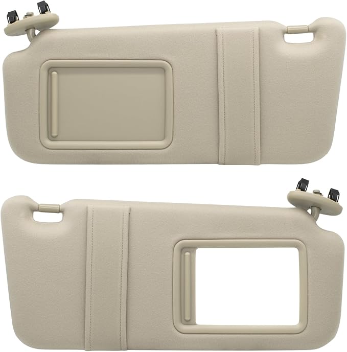 NHILES Left Driver & Right Passenger Side Sun Visor Compatible with Toyota Camry Without Light 2007 2008 2009 2010 2011 Replaces# 74320-06780-B0 0400230506B0 74310-06750-E0 Color Beige