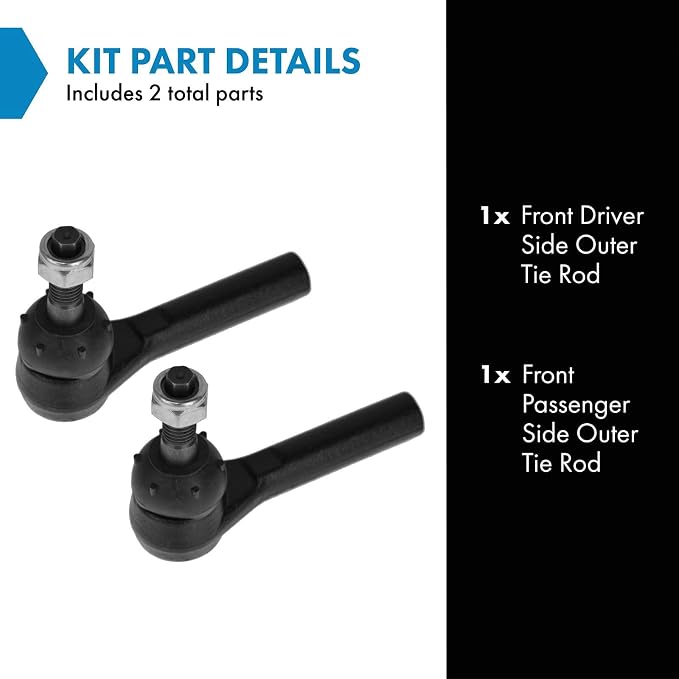 TRQ Outer Left and Right Tie Rod Set 2 Piece Compatible with 01-10 Chevrolet Silverado 2500 HD, 01-10 GMC Sierra 2500 HD, 03-21 Chevrolet Express 2500, 03-21 GMC Savana 2500, 03-09 Hummer H2