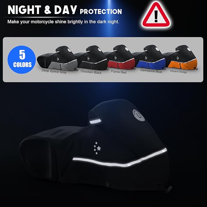 Motorcycle Cover 420D Heavy Duty All Season Universal Weather Waterproof Outdoor Protection 86" XL Vehicle Cover/Black