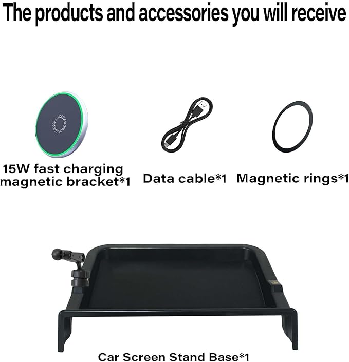 Car Phone Holder for 2021-2024 Toyota Camry Accessories Apply to 7 Inch Touch Screen 15W Fast Wireless Charger Screen Fixed Clip Cell Phone Mount with Dashboard Storage Tray