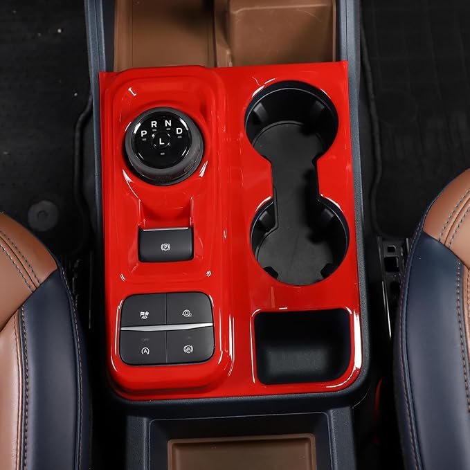 Lcojicep 7PCS Full Set Interior Trim Kit Compatible with Ford Maverick 2022-2024 Central Control air Conditioner Switch Panel Gear Panel air Conditioner Outlet Cover Decoration (Sports red)
