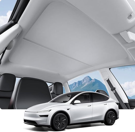 BASENOR 2026 2025 Tesla Model Y Juniper Sunshade Roof [No Gap] [Nano Ice-Crystal] Heat Insulation Foldable Sunroof Cover, UV Protection Shade for Model Y Gray