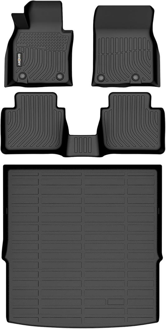 GINOWY- Floor Mats & Cargo Liner for Mazda CX50 2023-2025, TPE All Weather Mats Floor Liners CX-50 2024 Waterproof Non-Slip Trunk Mat CX50 Automotive Accessories Black