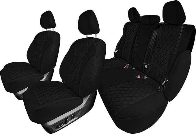 FH Group Custom-Fit Car Seat Covers Specifically Made for 2021-2026 Nissan Rogue, Full Set Black Ultraflex Neoprene Waterproof Automotive Seat Cover