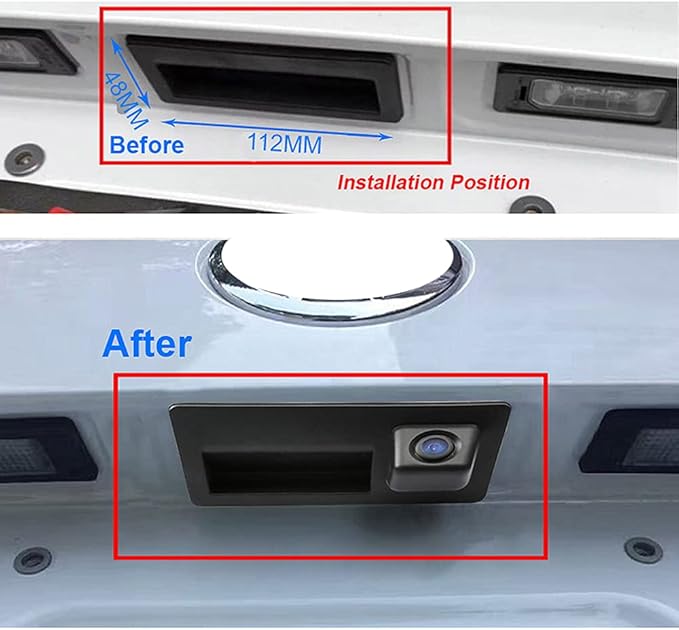 AHD/CVBS Car Rear View Camera's Fisheye Trunk Handle Camera with RCA Cable & Vehicle-Camera for Audi A4 A4L A8 A8L Q3 A5 Q5 S5 / Volkswagen VW Passat Lingyu Lavida Tiguan Touareg (CVBS)
