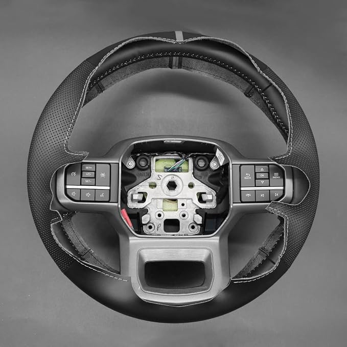 Leather Carbon Fiber Steering Wheel Cover for Ford F-150 2021-2026 /Ford F-250 F-350 F-450 F-550 F600 2023-2026 /Ford Expedition F150 Lightning 2022-2024 Hand Stitched Accessories Custom OEM