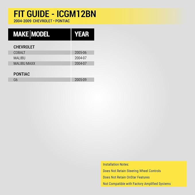 Scosche ICGM12BN Double DIN Radio Install Dash Kit Compatible with Select 2004-09 Non-Amplified Chevrolet and Pontiac Vehicles - Complete Car Stereo Installation Kit - See Vehicle Fit Guide in Images