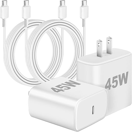 Type C Charger Fast Charging, 2Pack [6FT] Long USB C Cable with 45W Phone Super Fast Charger Block Compatible with Samsung Galaxy S26 Ultra/S26/S26+/S25/S24/S23/S22/S21+/iPhone 17/16/15