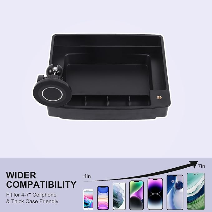 Dash Organizer Tray with Magnetic Phone Holder Compatible with Nissan Frontier 2009-2017,ABS Car Dashboard Storage Box Organizer Holder Tray Mobile Phone Mount Interior Accessories (Style-E)