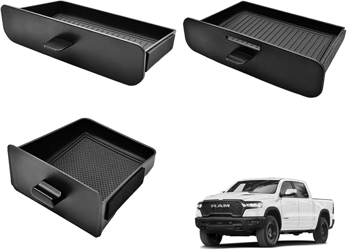 Center Console Cubby Organizer Fit for 2019-2026 Dodge Ram 1500 2500 3500 Insert Drawer Box Accessories Cubby Organizer Box ABS Plastic (3PCS)