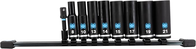 Spyder 9-Piece 3/8-Inch Drive Deep Thin-Walled Metric Impact Socket Set with Adapter (19705)