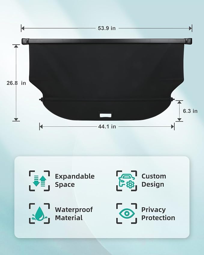SCITOO Cargo Cover 2015-2020 Fit for Toyota Harrier XU60 Upgraded Retractable Rear Trunk Cover with Aluminum PVC&Plastic