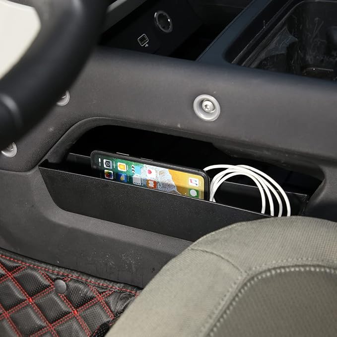For LR Defender 90 110 130 Central Armrest Storage Box Secondary Storage Center Console Organizer Tray Compatible for Land Rover Defender 110 2020 2021 2022 2023, ABS, Black, 2 PCS