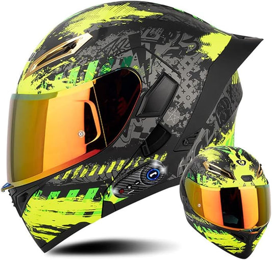 Full Face Motorcycle Bluetooth Helmets DOT Approved for Men Women Adults, Dual Visors Flip up Modular Bluetooth Integrated Motorcycle Helmet